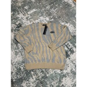 Bangoulo Hip Hop Streetwear Men's Large  Beige And Blue Wave